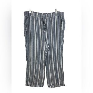 Briggs Women’s Striped Linen Blend Wide-Leg Pull On Pants Size XL GUC